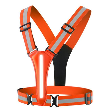 LED Reflective Vest Running Gear USB Rechargeable LED Light Up Vest High Visibility with Adjustable Waist and Shoulde for Night Walking Cycling, High Visibility Running Vest with Reflective Strips -Orange