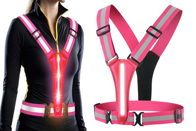 LED Reflective Vest Running Gear USB Rechargeable LED Light Up Vest High Visibility with Adjustable