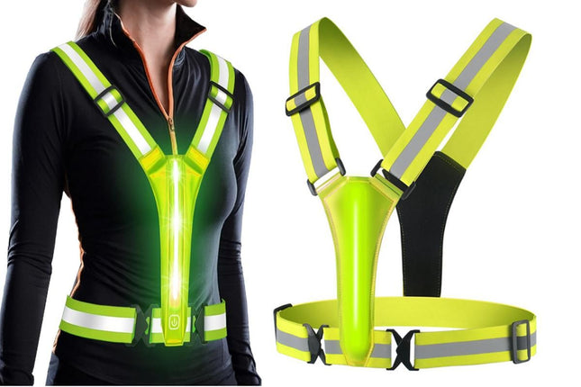 LED Reflective Vest Running Gear USB Rechargeable LED Light Up Vest High Visibility with Adjustable