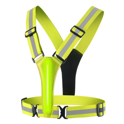 LED Reflective Vest Running Gear USB Rechargeable LED Light Up Vest High Visibility with Adjustable Waist and Shoulde for Night Walking Cycling, High Visibility Running Vest with Reflective Strips -Yellow