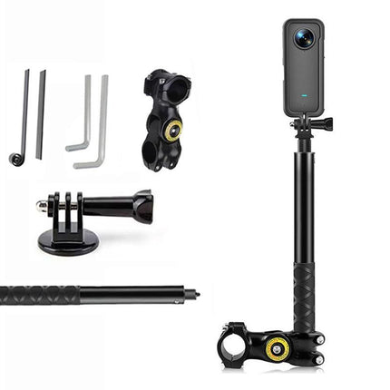 Bike Motorcycle Handlebar Camera Mount with Extendable Pole for GoPro Insta360 X3 Action Cameras