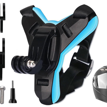 Motorcycle Helmet Chin Mount for Action Camera Quick Release Shockproof - Blue