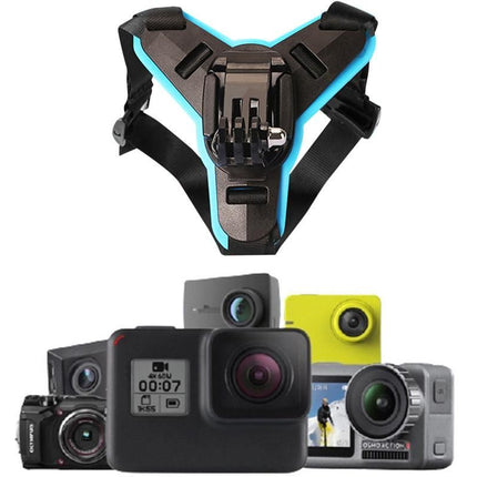 Motorcycle Helmet Chin Mount for Action Camera Quick Release Shockproof - Blue