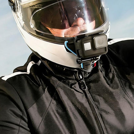 Motorcycle Helmet Chin Mount for Action Camera Quick Release Shockproof - Blue