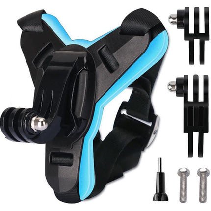 Motorcycle Helmet Chin Mount for Action Camera Quick Release Shockproof - Blue