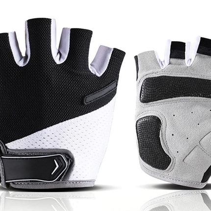 1 Pair Cycling Half Finger Bike Gloves With Anti Slip Pad For Unisex - Black & XL