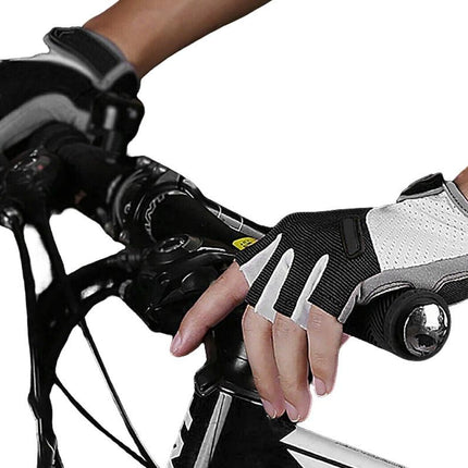 1 Pair Cycling Half Finger Bike Gloves With Anti Slip Pad For Unisex - Black & XL