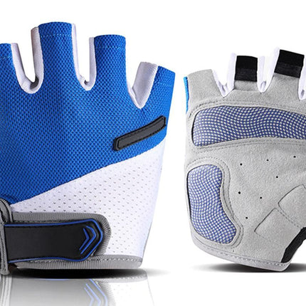 1 Pair Cycling Half Finger Bike Gloves With Anti Slip Pad For Unisex - Blue & L