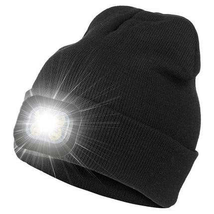 LED Beanie Hat USB Rechargeable LED Light Hat Winter Warm Knitted Hat Camping Workwear Hat with LED Light
