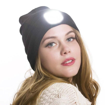 LED Beanie Hat USB Rechargeable LED Light Hat Winter Warm Knitted Hat Camping Workwear Hat with LED Light