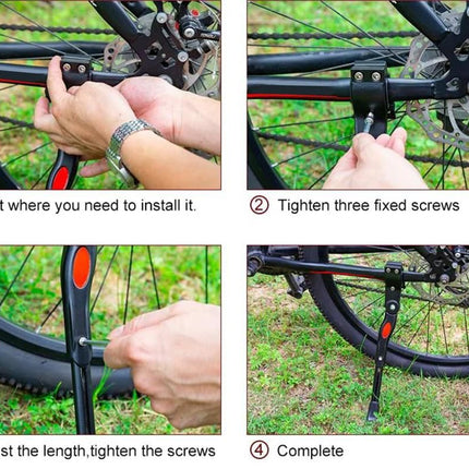 Adjustable Rear Bike Kick Stand Bicycle Mountain Bike Stand Kickstand Bicycle Road Mountain Cycling Rear Mount Side Stand Adjustable Alloy Replacement Kickstand for Mountain Bike