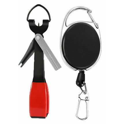 Fishing Knot Tying Tool Fast Line Clippers Tie Tippet Cutter Nipper - Red and Black