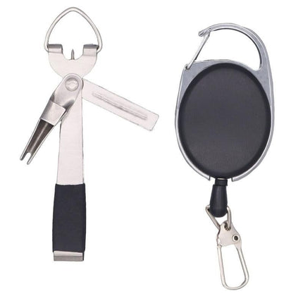 Fishing Knot Tying Tool Fast Line Clippers Tie Tippet Cutter Nipper - Silver and Black