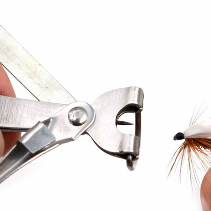 Fishing Knot Tying Tool Fast Line Clippers Tie Tippet Cutter Nipper - Silver and Black