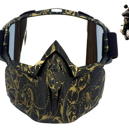 Outdoor Sport Goggles Ski Snowmobile Face Mask with Sun Glasses - Bronze and Black