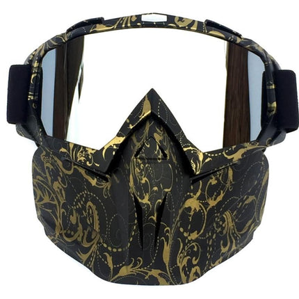 Outdoor Sport Goggles Ski Snowmobile Face Mask with Sun Glasses - Bronze and Black