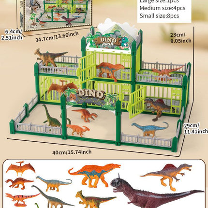 DIY Jurassic Theme Park Building Set for Kids, Creative Dinosaur Arena Toy with Realistic Dinosaurs and Palm Trees, Educational Playset for Ages 3+ to Build and Explore (137PCS, Brown)