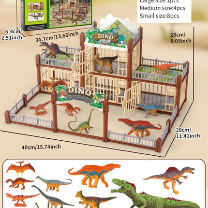 DIY Jurassic Theme Park Building Set for Kids, Creative Dinosaur Arena Toy with Realistic Dinosaurs and Palm Trees, Educational Playset for Ages 3+ to Build and Explore (137PCS, Brown)