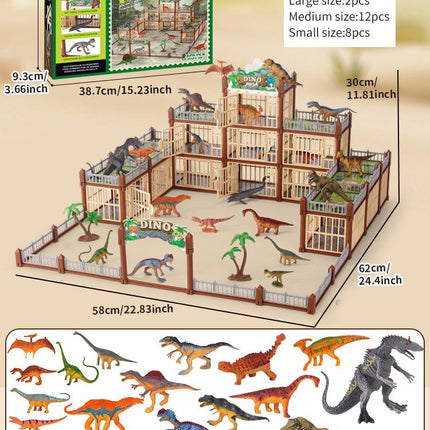 DIY Jurassic Theme Park Building Set for Kids, Creative Dinosaur Arena Toy with Realistic Dinosaurs and Palm Trees, Educational Playset for Ages 3+ to Build and Explore (137PCS, Green)