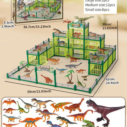 DIY Jurassic Theme Park Building Set for Kids, Creative Dinosaur Arena Toy with Realistic Dinosaurs and Palm Trees, Educational Playset for Ages 3+ to Build and Explore (215PCS, Brown)