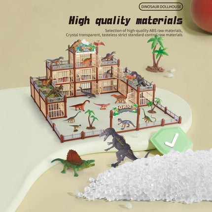 DIY Jurassic Theme Park Building Set for Kids, Creative Dinosaur Arena Toy with Realistic Dinosaurs and Palm Trees, Educational Playset for Ages 3+ to Build and Explore (215PCS, Green)