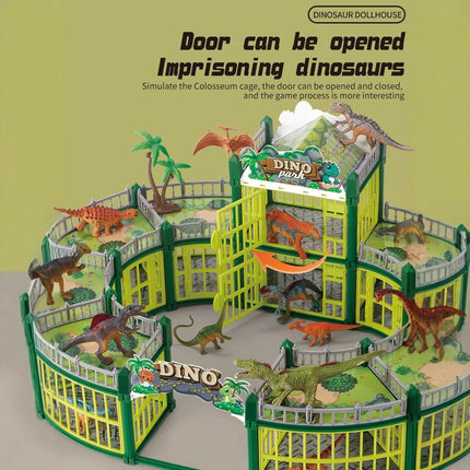 DIY Jurassic Theme Park Building Set for Kids, Creative Dinosaur Arena Toy with Realistic Dinosaurs and Palm Trees, Educational Playset for Ages 3+ to Build and Explore (326PCS, Brown)