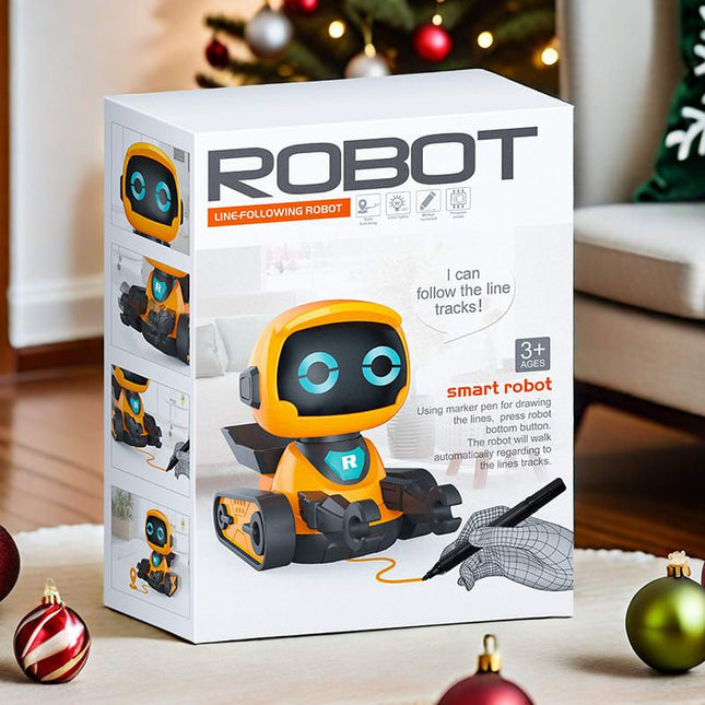 Smart Track-Following Robot Toy for Kids Ages 3 Plus Interactive Educational Drawing Car with Lights and