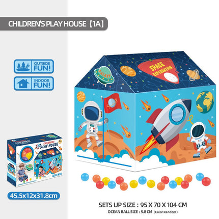 Kids Play Tent Theme House for Indoor Outdoor Fun, Space Princess Ocean Design with Ball Pit, Perfect for Toddlers and Family Camping Adventures as a Creative Holiday Gift (Ocean3, Blue)