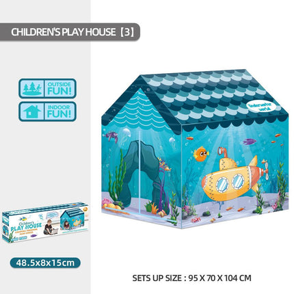 Kids Play Tent Theme House for Indoor Outdoor Fun, Space Princess Ocean Design with Ball Pit, Perfect for Toddlers and Family Camping Adventures as a Creative Holiday Gift (Space1A, Blue)