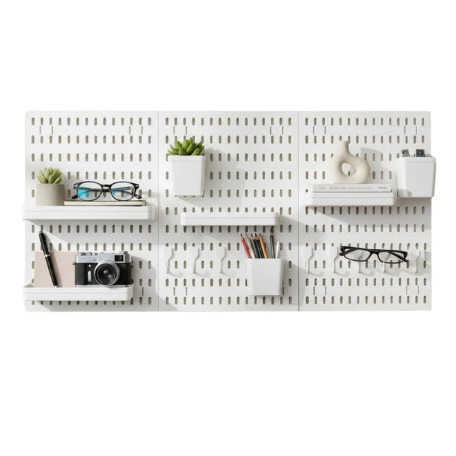 Kitchee Pegboard Wall Organiser Storage Kit 18 Hook and Basket Accessories White