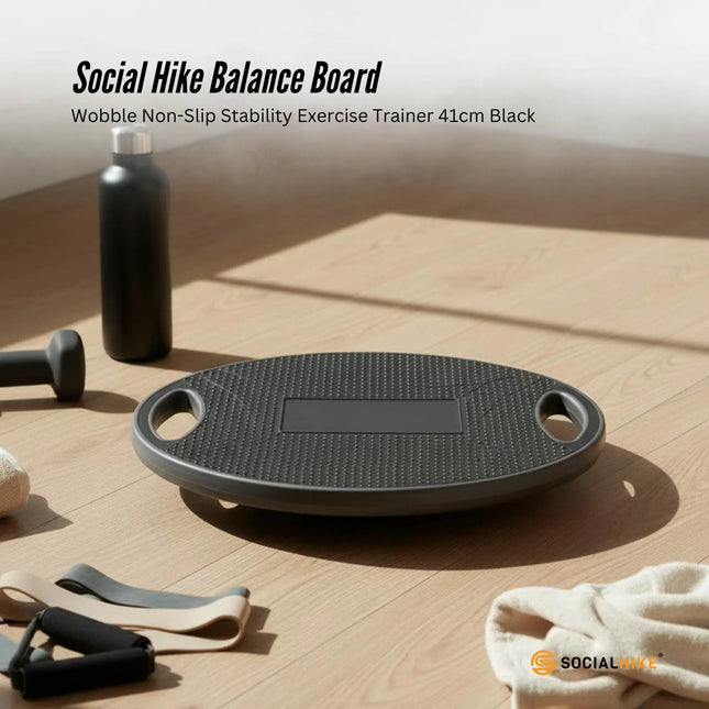 Social Hike Balance Board Wobble Non-Slip Round Exercise Trainer 41cm Black – product detail