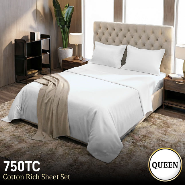Laura Hill 750 Thread Count Pure Cotton Queen Bed Sheet Set 4 Piece Gift Pack – product detail