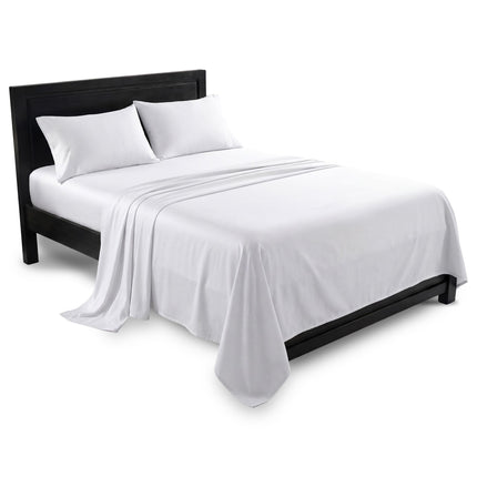 Laura Hill 750 Thread Count Pure Cotton Queen Bed Sheet Set 4 Piece Gift Pack - White