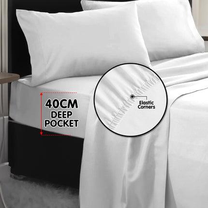 Laura Hill 750 Thread Count Pure Cotton Queen Bed Sheet Set 4 Piece Gift Pack - White