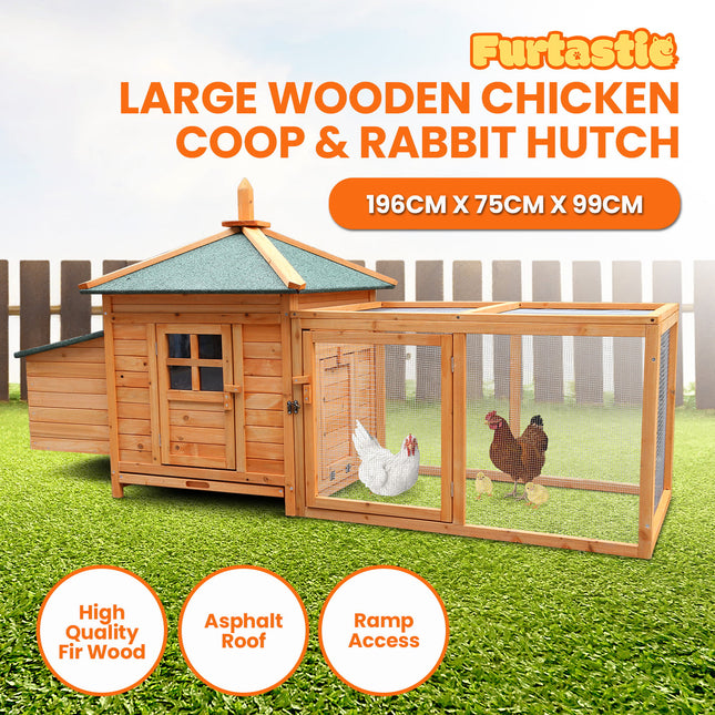 Furtastic Large Wooden Chicken Coop Rabbit Hutch Nesting Box Fir Wood – product detail