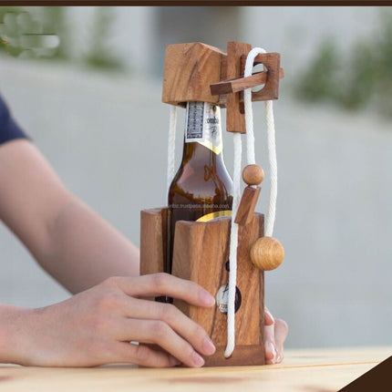 Brainteaser beer bottle mystery lock puzzle- open the lock before you can have a drink! Great party gift