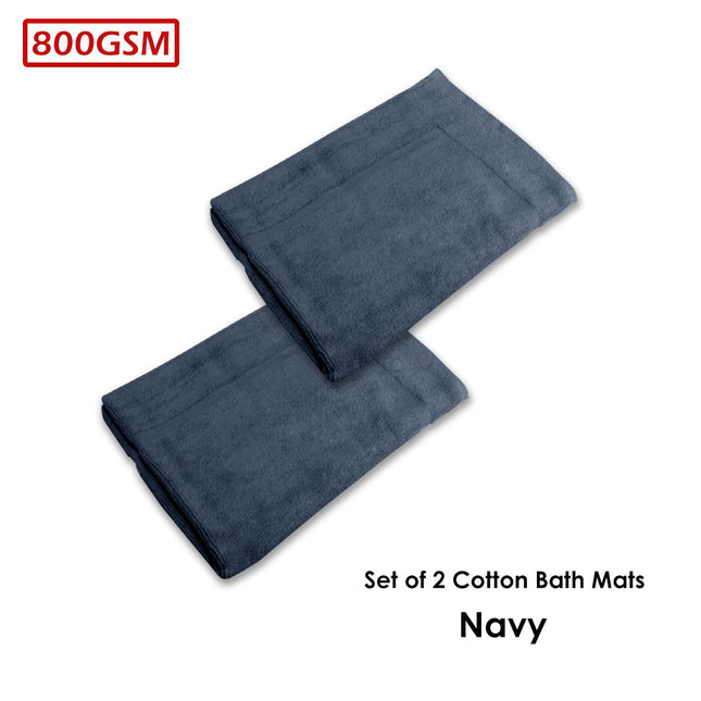 800GSM Set of 2 Cotton Bath Mats 50 x 70 cm Navy – product detail
