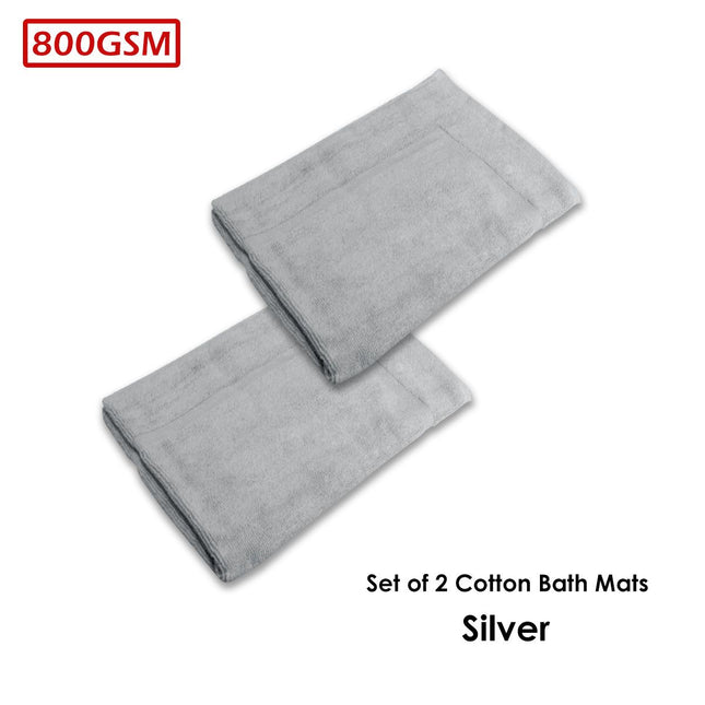 800GSM Set of 2 Cotton Bath Mats 50 x 70 cm Silver – product detail