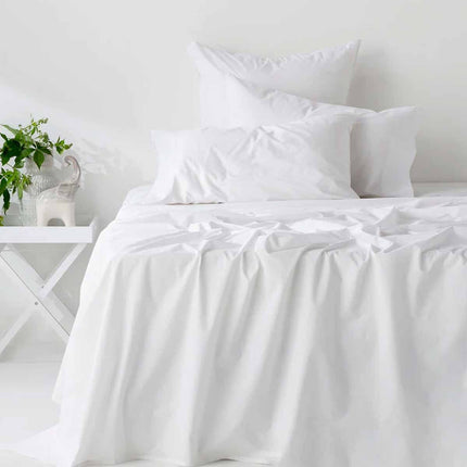 400TC Organic Cotton Premium White Sheet Set Long-Staple Commercial-Grade Durability Double