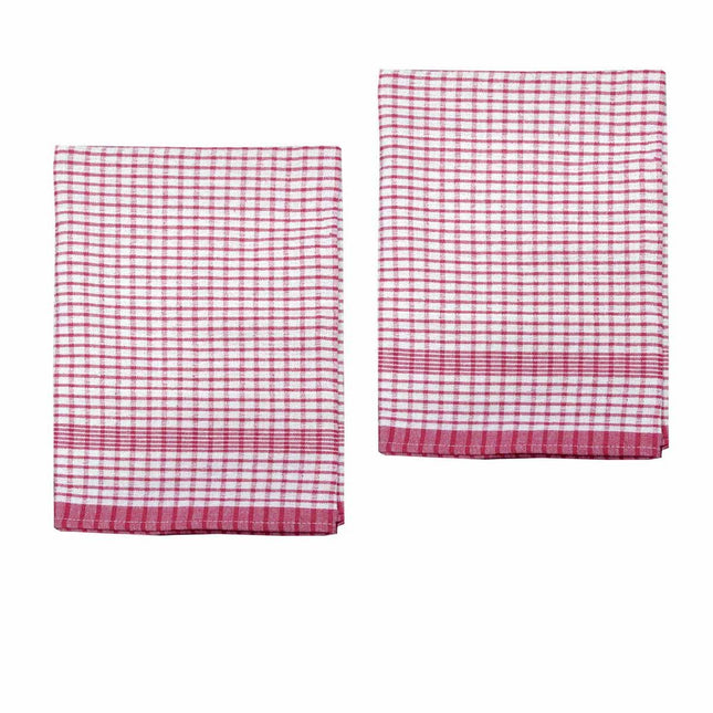 Hotel Living Set of 2 Jumbo Cotton Check Tea Towels 60x90cm Cherry V442-ATX-TEAT-SETOF2JUMBOTEA-CHERRY-RE
