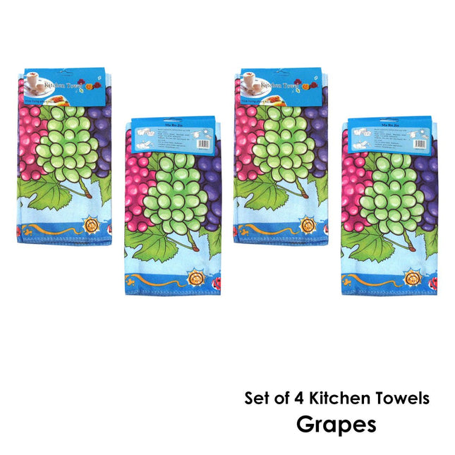 Set of 4 Microfibre Printed Kithen Towels 40 x 60 cm Grapes – product detail