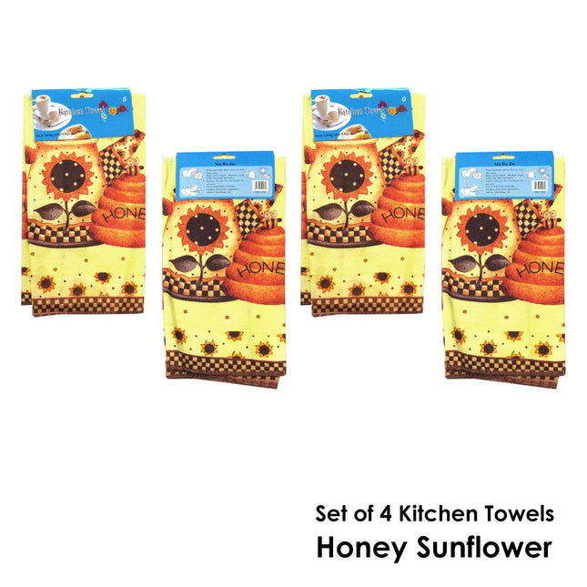 Set of 4 Microfibre Printed Kithen Towels 40 x 60 cm Honey Sunflowers – product detail
