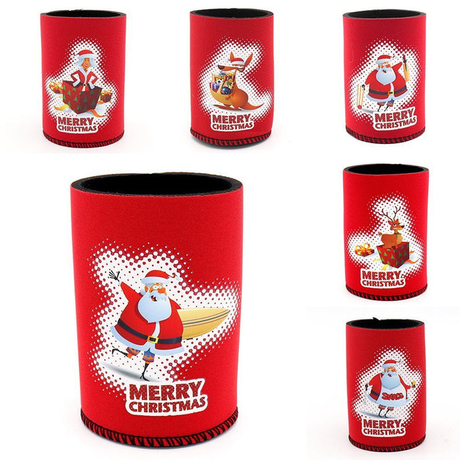 6x Christmas Stubby Stubbie Holders Beer Bottle Drink Can Cooler Santa Reindeer A V474-623219