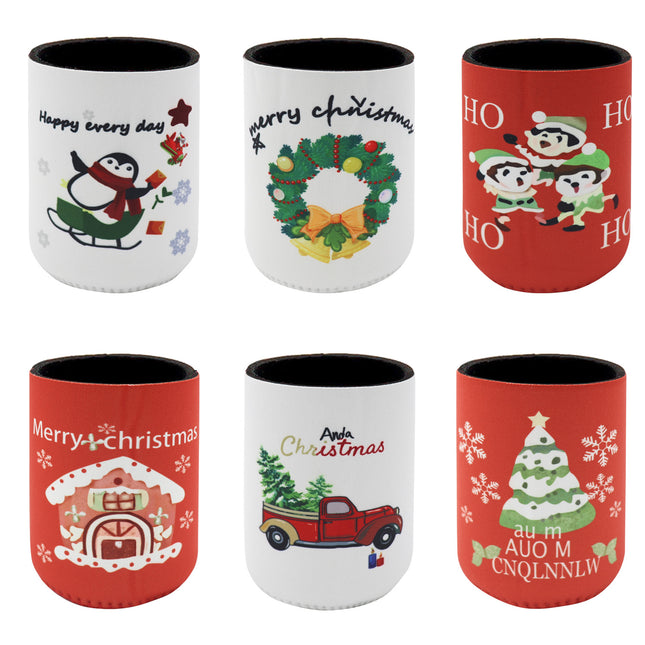 6x Christmas Stubby Stubbie Holders Beer Bottle Drink Can Cooler Santa Reindeer C V474-626014