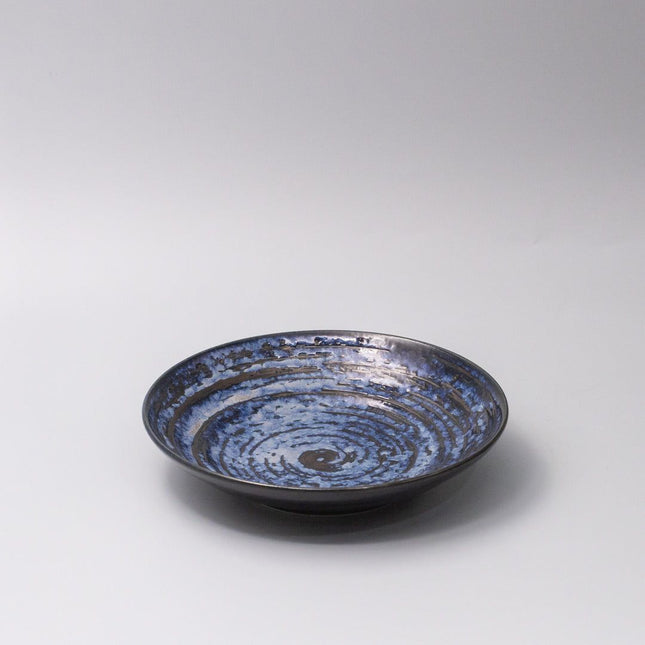 Open Flat Base 23cm Bowl Copper Swirl Glaze V637-Y2410