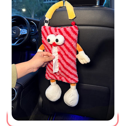 Red Striped Tissue Holder for Car - Fun Design