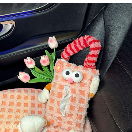 Pink Striped Tissue Holder for Car - Fun Design