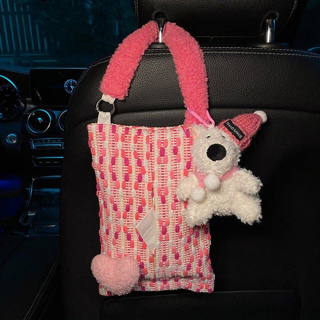 Cute Pink Bear Car Tissue Holder