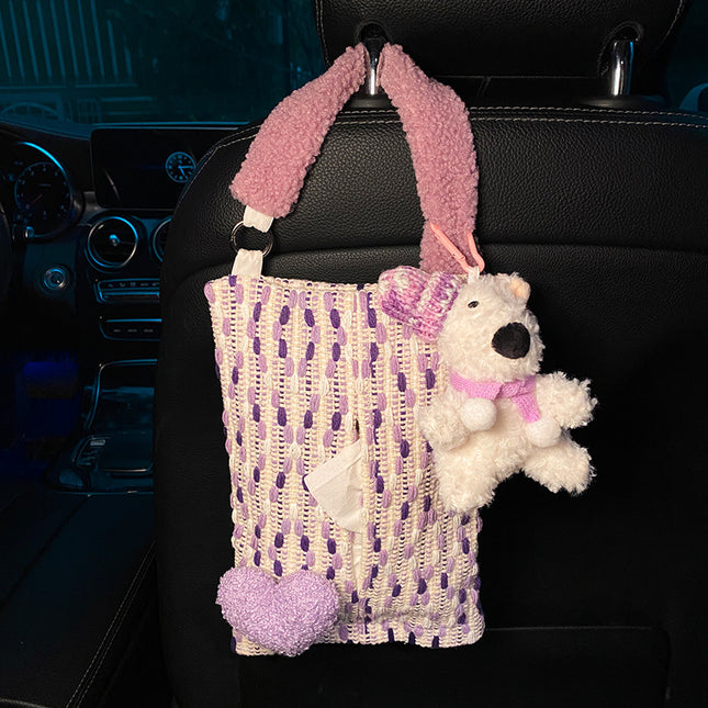 Cute Purple Bear Car Tissue Holder