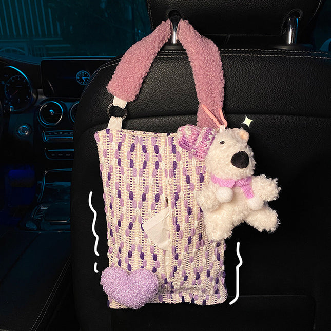 Cute Purple Bear Car Tissue Holder – product detail